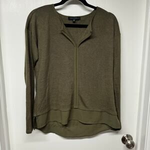 Sanctuary Womens Olive Green Layered Look Long Sleeve Blouse Top Size Medium